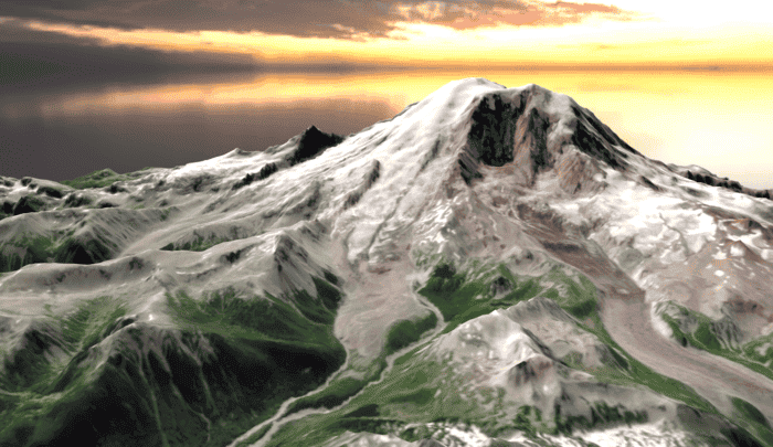 Mount Rainier in 3D Map of USA